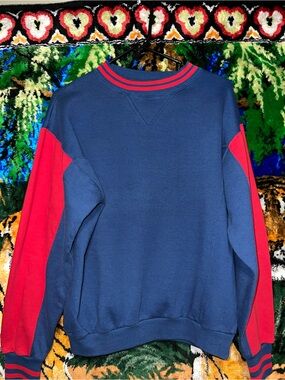 Prospirit Navy Crewneck Sweater with Red Sleeves